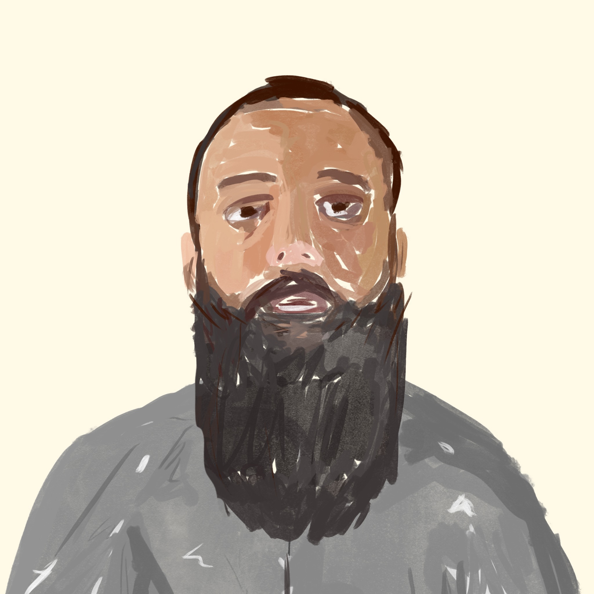 Illustrated self portrait of Davide Mancini